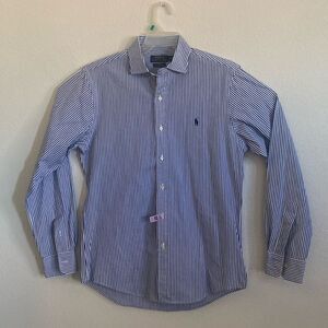 POLO by Ralph Lauren Men’s Striped Slim Fit 100% Cotton Long Sleeves Shirt M